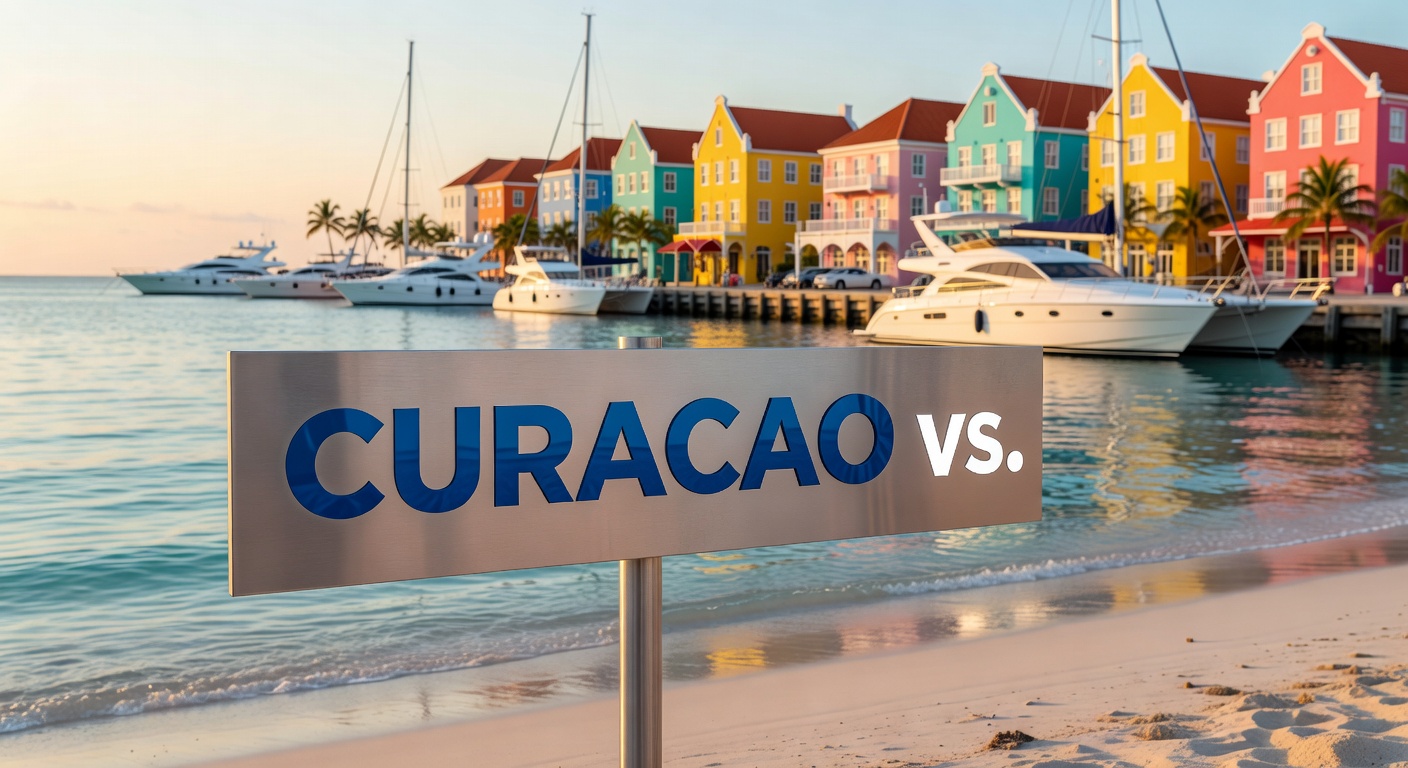 Detaillierte Infografik zum Vergleich von Lizenzkosten, Anforderungen und Reputation zwischen Curacao und Malta