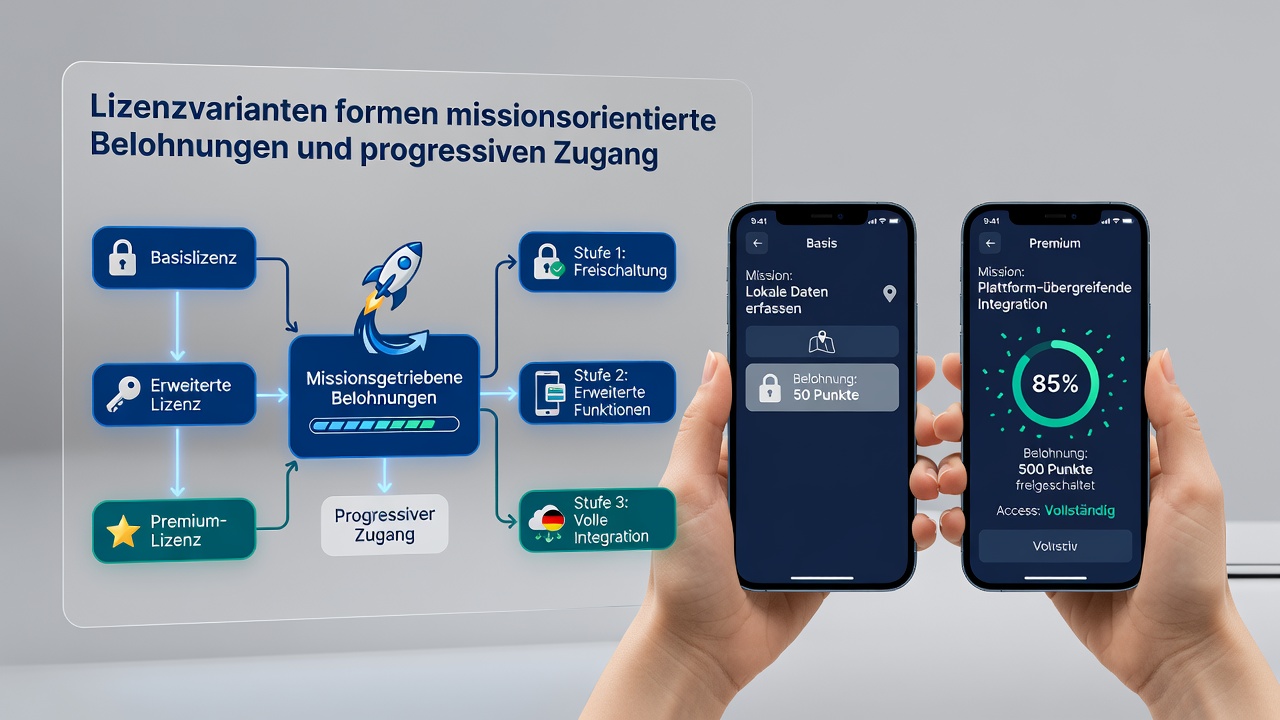 Illustration progressiver Jackpot-Netzwerke und Lizenzabhängigkeiten auf Smartphone-Plattformen