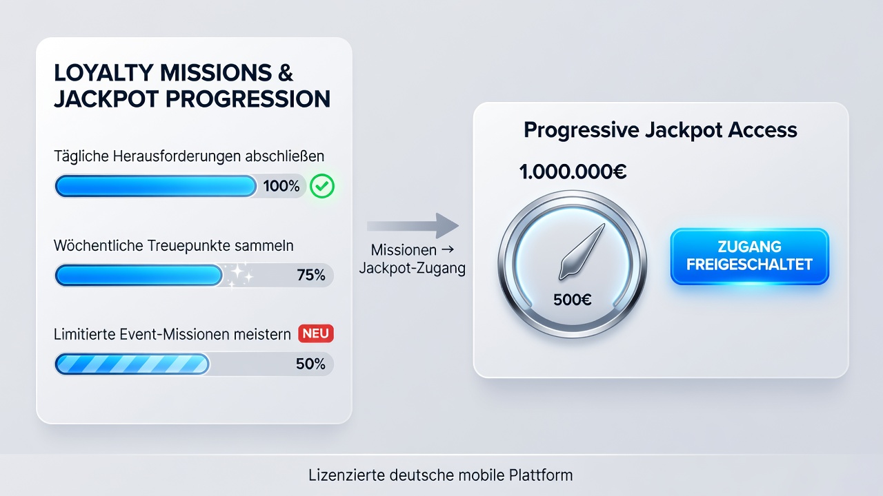 Mobile Casino-Schnittstellen mit Loyalitätsmissionen und Jackpot-Zugang