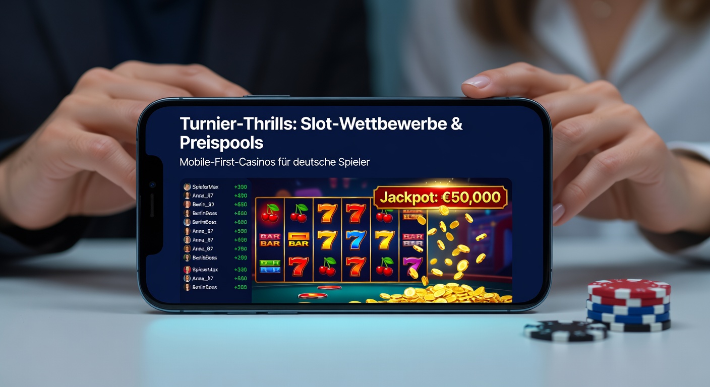 Dynamisches Leaderboard eines Slot-Turniers auf einem Tablet, mit steigenden Punktezahlen, Preistabellen und mobilen Benachrichtigungen